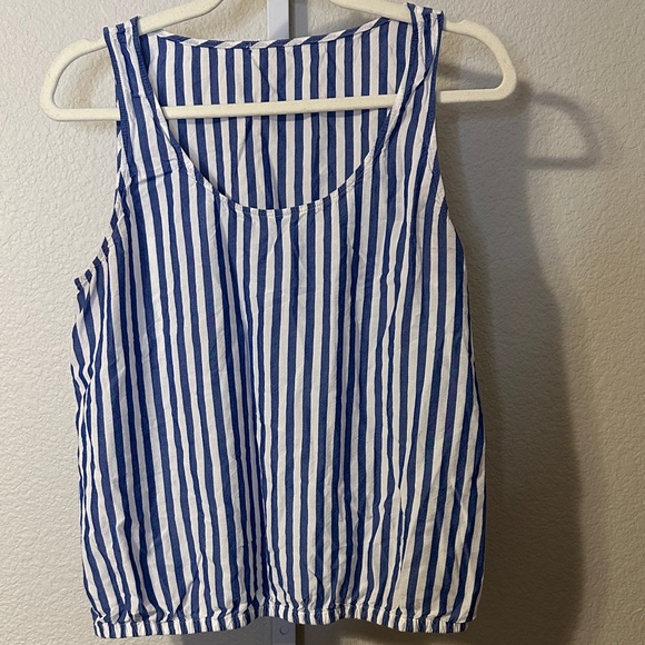 Striped Blue and White Women's Tank Top - Picture 1 of 2